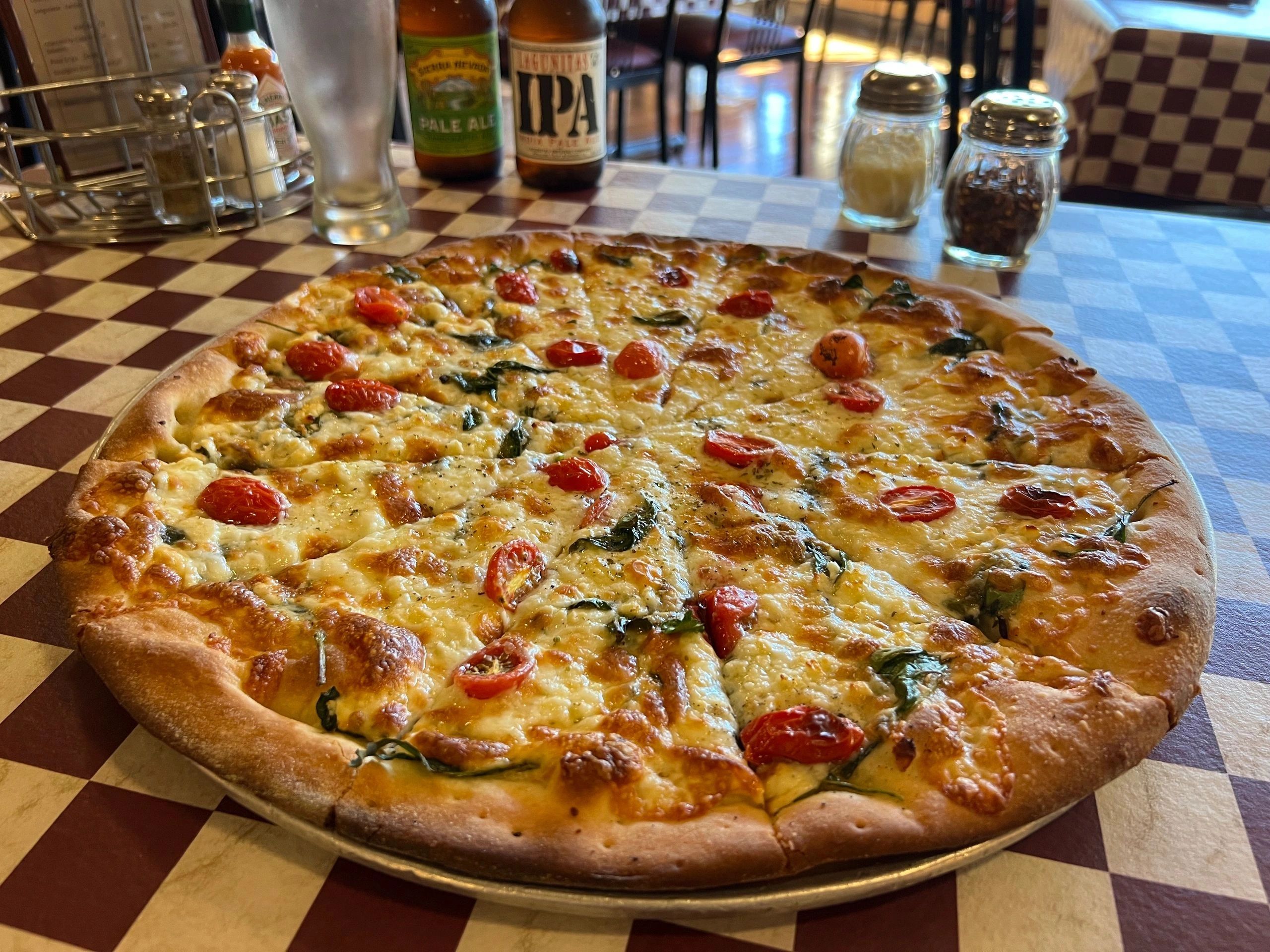 Margherita pizza at Village Pizza